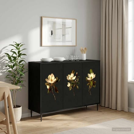 vidaXL - Dressoir - BREMEN - Zwart - eiken - 102 - x - 33 - x - 76 - cm - Bewerkt - hout