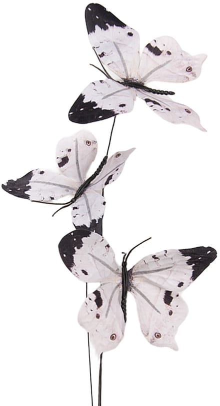 Clayre & Eef Decoratie Tak Vlinder 10x10x65 cm Wit Textiel
