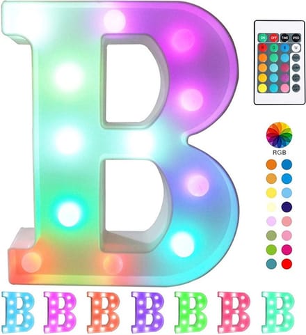 Lichtgevende Letter B - 22 cm Hoog - RGB Met Afstandsbediening - Op Batterijen