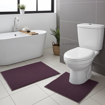 Badmat set - Badmat + Toilet mat - Paars - 75x45 cm