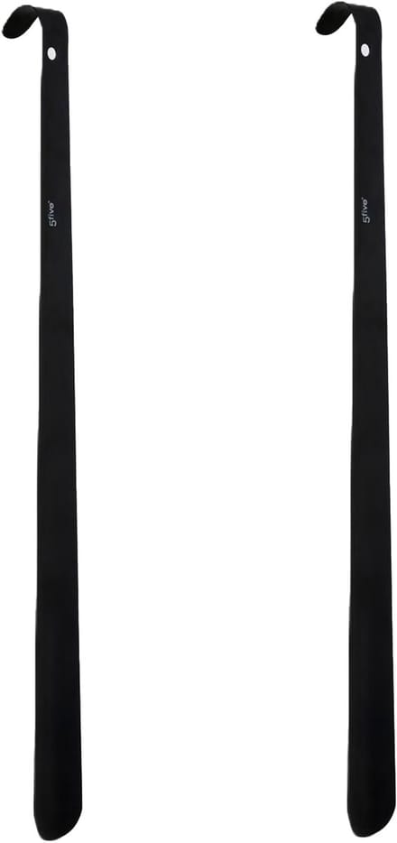 5Five Schoenlepel - 2x - 50 cm - metaal - zwart - met haak - instaphulp - schoenen