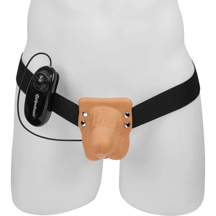Pipedream - Fetish Fantasy - Vibrating Hollow Strap-On with Balls - 7 Inch - Skin