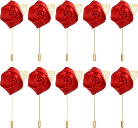 Rozen Boutonnieres - Bloem Speldjes - Bruiloft Decoratie - 24 Stuks Set - 9x4.5cm - Rood