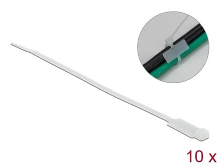 Delock Cable Tie with Label Tap L 270 x W 4.8 mm white 10 pieces