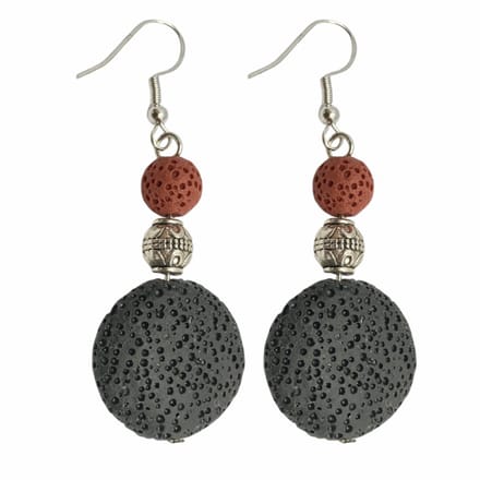 Oorbellen-Lava-Zilver-grijs-Rood -Charme Bijoux