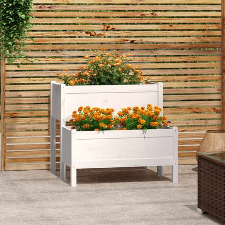 vidaXL - Plantenbak - 84,5x84x75 - cm - massief - grenenhout - wit