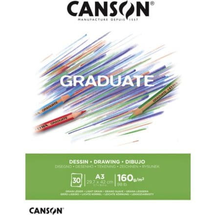 Tekenpapier canson graduate drawing 30vel 160gr a3 Helderwit
