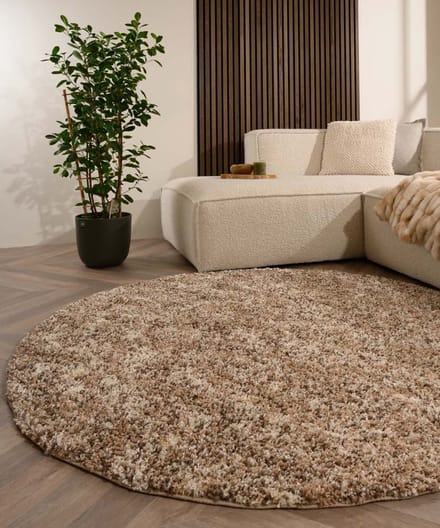 Rond hoogpolig vloerkleed - Blend beige 80