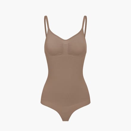 cfab - Corrigerende bodysuit met koordjes - Caramel - 5XL - Corrigerende Body - Naadlos - corrigerend ondergoed dames