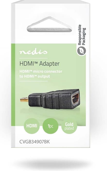 Nedis HDMI-Adapter - HDMI Micro-Connector - HDMI Output - Verguld - Recht - ABS - Zwart - 1 Stuks - Doos