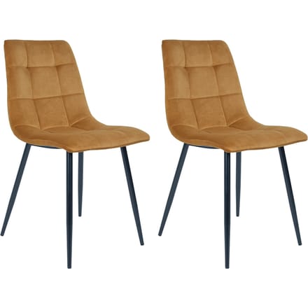 House Collection Velvet Eetkamerstoel Gara Mosterdgeel - 2 Stuks