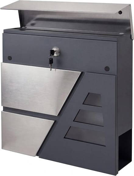 Wandbrievenbus - Postbus Buiten - Post Ontvangen - Stil Sluitend - 37 x 10 x 37 cm - Donkergrijs