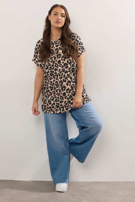 Yours Bruine Luipaardprint Top Size 44