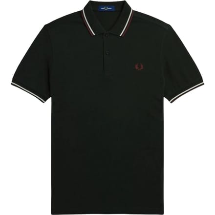 Fred Perry rood/wit twin getipt donkergroen poloshirt