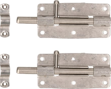 Deltafix schuifslot/plaatgrendel - 2x - 10 x 5cm - RVS - deur - schutting - hek