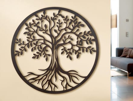 Levensboom metaal- 60x60 - wanddecoratie - Muurdecoratie - Metaal - roestbruin
