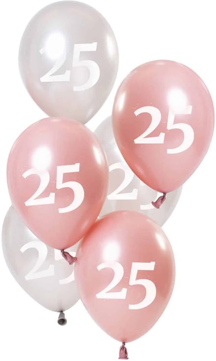 Folat - Ballonnen Glossy Pink 25 Jaar (6 stuks)