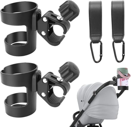 2x Universele Bekerhouder Kinderwagen & Fiets - 360° Draaibaar met 2 Haken