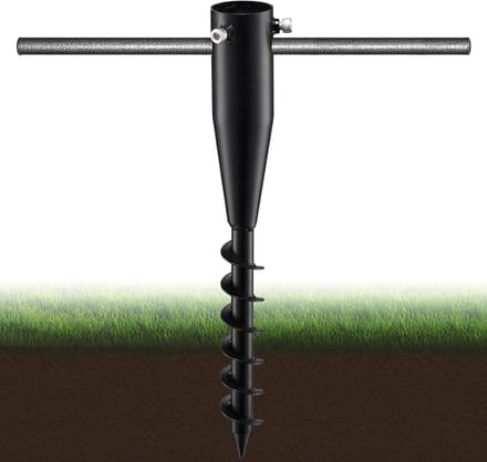 Strandparaplu Basis - Grondanker Parasol - Buiten Zitten - Robuuste Spiraalvorm - 43 cm - Zwart