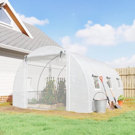MODFU - Tunnelkas - Verstevigd Frame En Ventilatie - Voor Tuin - Polyethyleen - Wit - 396 X 300 X 200 Cm