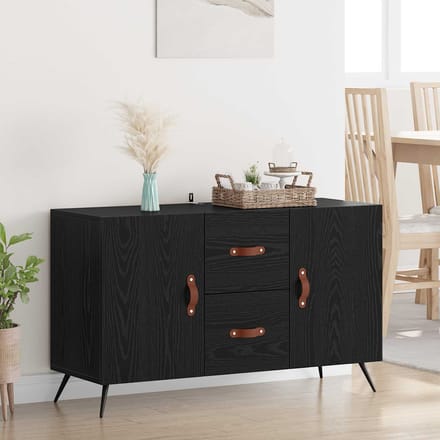 vidaXL - Dressoir - Zwart - Eiken - 100 - x - 36 - x - 60 - cm - Bewerkt - hout
