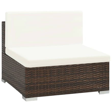 vidaXL - 7-delige - Loungeset - met - kussens - poly - rattan - bruin