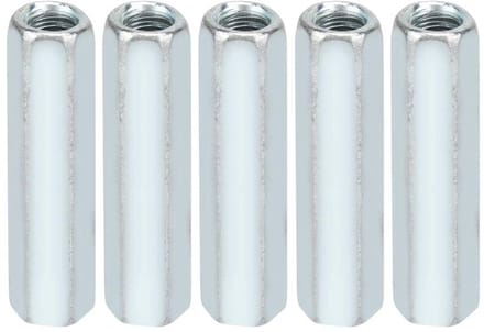 M6×40mm Hexagonale Moeren Set van 5 Stuks - Draadbevestigingen voor Thuis, Kantoor en Scheepsassemblage