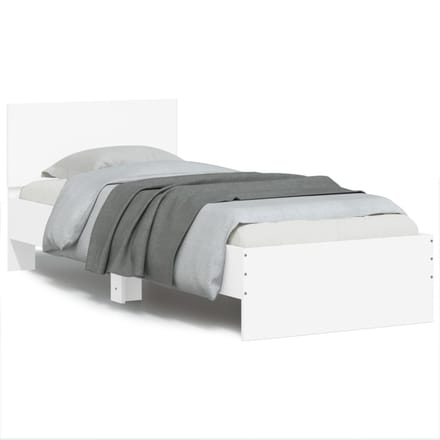vidaXL - Bedframe - met - hoofdbord - en - LED-verlichting - wit - 90x190 - cm