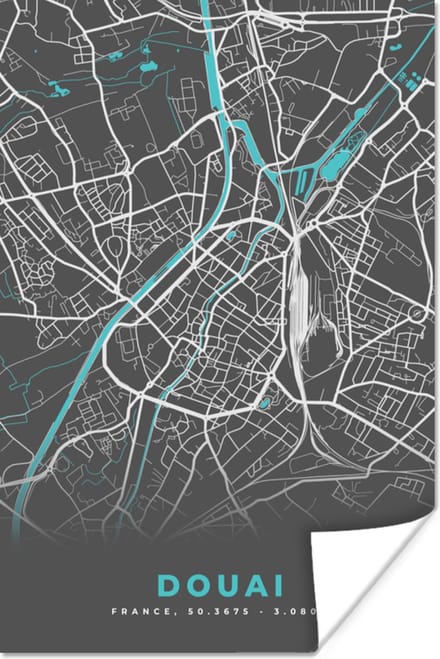 Poster Douai - Frankrijk - Plattegrond - Stad - Stadskaart - 80x120 cm