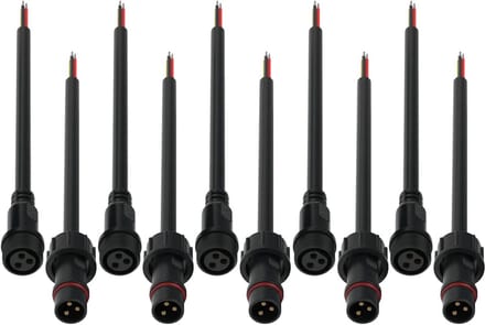 5 Paar 3-pins IP65 Waterdichte Elektrische Connectoren met 20cm Verlengkabels