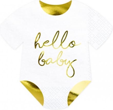 PartyDeco - Servetten - Hello Baby - Rompertje