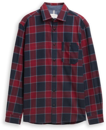 Tom Tailor - Comfort fit overhemd met ruitjesmotief - Maat S - navy red check