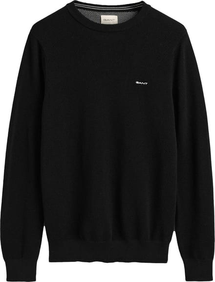 GANT heren O-hals sweater pique zwart