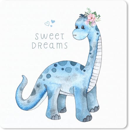 Muismat 20x20 cm - Mousepad Kinderkamer - Sweet Dreams - Dinosaurus - Jongens - Kind - Kinderen - Muismatten