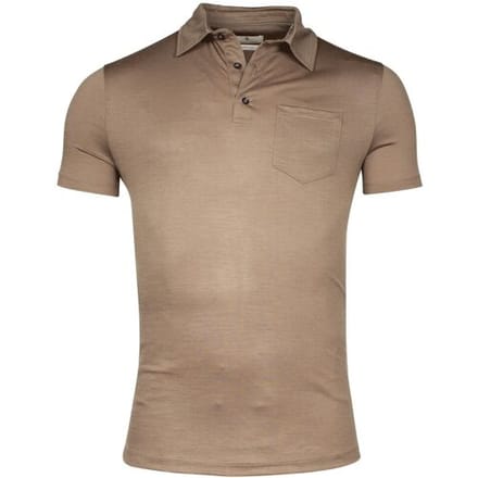 Thomas Maine Polo Uni Color Merino Wool Jersey Short Sleeve Greige / male