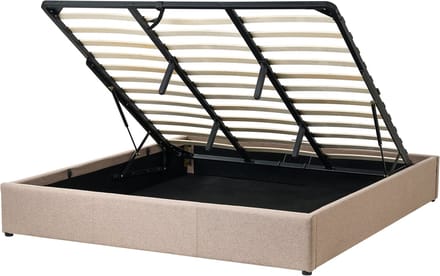 DINAN - Tweepersoonsbed - Lichtbruin - 180 x 200 cm - Polyester