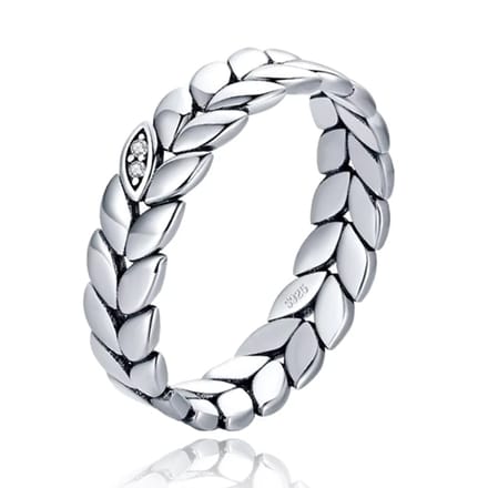 Elenza Sterling Zilveren Bladpatroon Ring met Zirkonia Accent-15mm