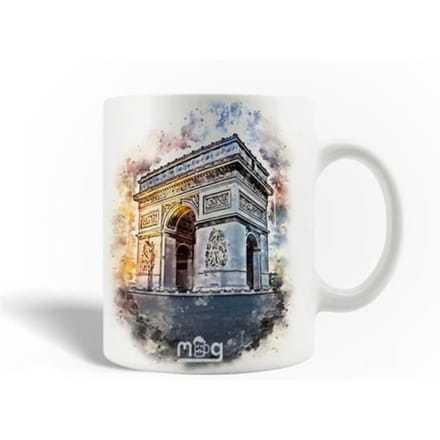 Mug en Céramique - Arc de Triomphe - 30cl - Blanc - Compatible Lave-Vaisselle - Rond