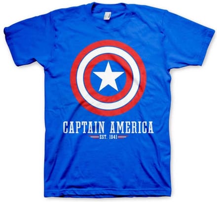 Marvel Captain America Heren Tshirt -S- Logo Blauw