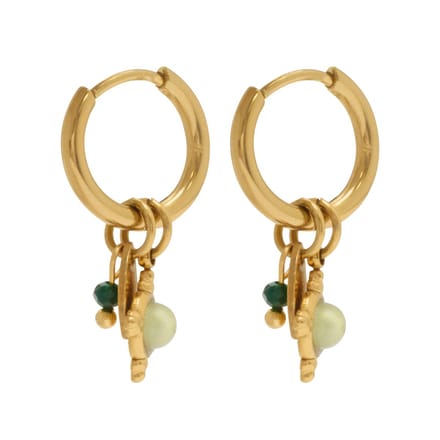 Essenza Multiple Green Charms Earrings Gold