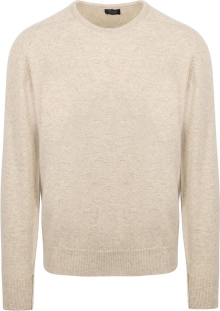 William Lockie Trui Lamswol Linen Beige - Maat XL - Heren - Pullovers