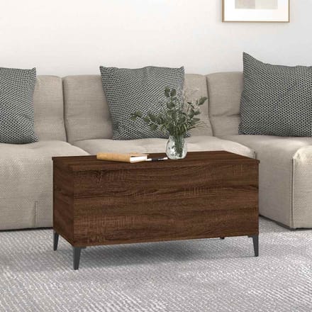 vidaXL - Salontafel - 90x44,5x45 - cm - bewerkt - hout - bruin - eikenkleur