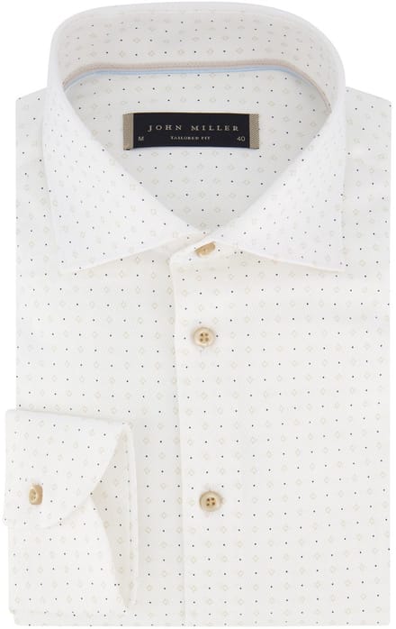 John Miller tailored fit overhemd wit 100% katoen
