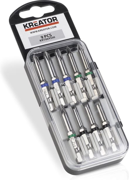 Kreator - Accessories - KRT064500 - CR-V bit set - PZ PH SL - 9 st.