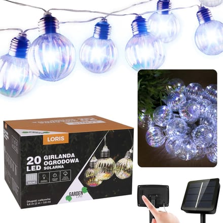 Zonne-tuin guirlande 20 LED, Lichtsnoer 5.8m