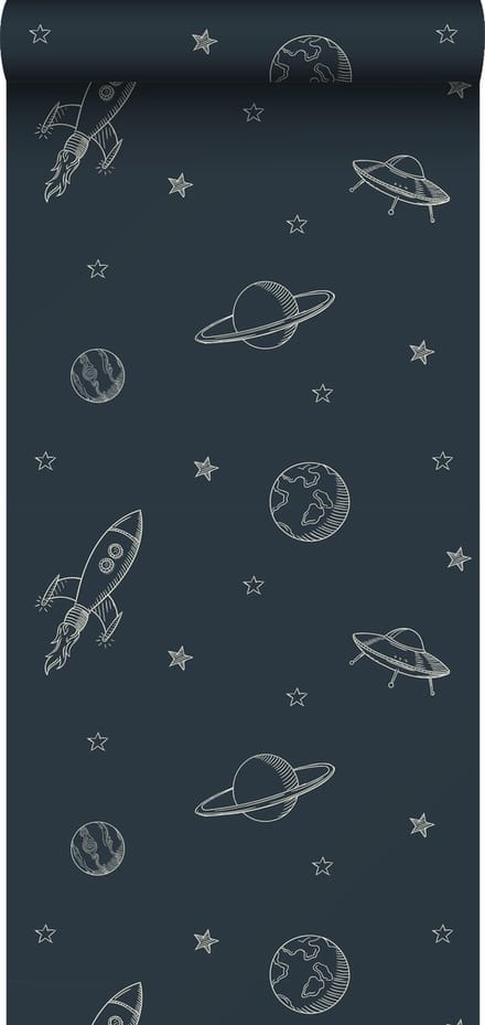 ESTAhome behang planeten in de ruimte donkerblauw - 53 cm x 10.05 m - 139422
