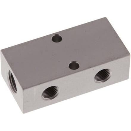 2xG 1/4'' x 4xG 1/8'' Aluminium Verdeelblok Dubbelzijdig 16 Bar