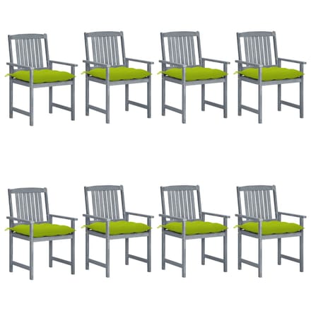 vidaXL - Tuinstoelen - 8 - st - met - kussens - massief - acaciahout - grijs
