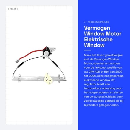 Dailygoods - Vermogen Window Motor - Elektrische Window Lift Regulator - Linksvoor - IJzer - RD5 RD7 - 2002-2006