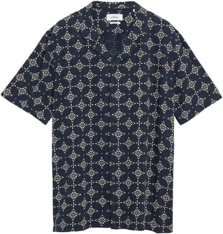 s.Oliver - male - Resort fit: gestructureerd katoenen overhemd met all-over print